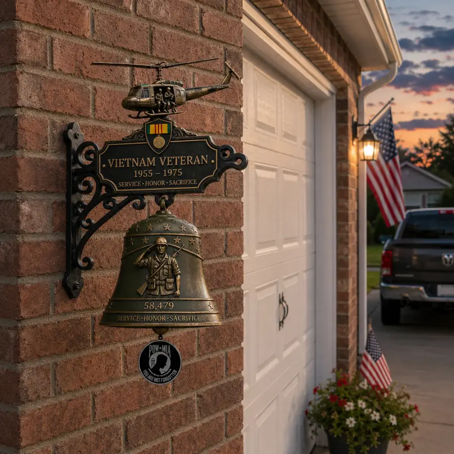 Vietnam Veteran Tribute Wall Bell 1955 to 1975 Commemorative Military Home Decor